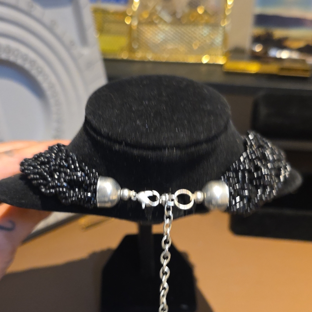 Source Unknown Black Braided Seed Bead Necklace - image 4